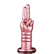 Dildo silicone liquido rosa Deva gesto vittoria con manico ad anelli e dettagli venosi