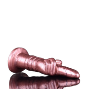 Dildo silicone liquido rosa Deva vista laterale con texture ondulata e dettagli anatomici