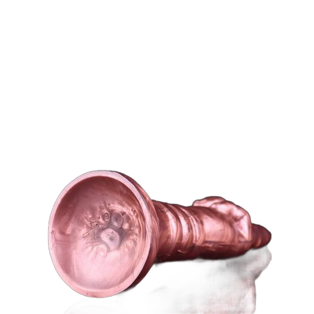 Base concava dildo silicone liquido rosa Deva con simbolo inciso interno e manico ondulato