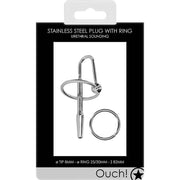 Confezione nera plug uretrale in acciaio inox con anello e sfera Ouch!