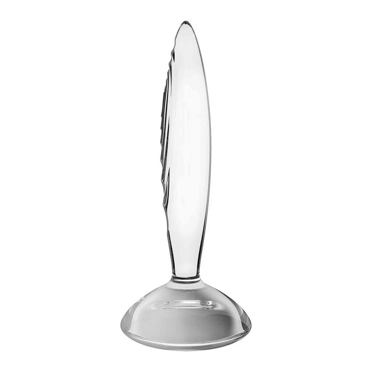 Dildo in vetro trasparente Satisfyer con incisioni verticali parallele sul corpo