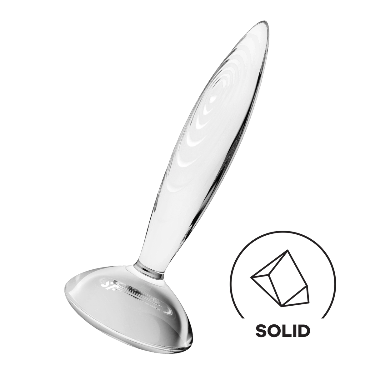 Dildo in vetro trasparente Satisfyer Sparkling Crystal con icona simbolo SOLID