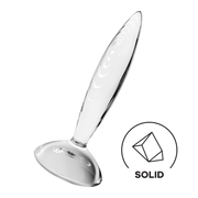 Dildo in vetro trasparente Satisfyer Sparkling Crystal con icona simbolo SOLID