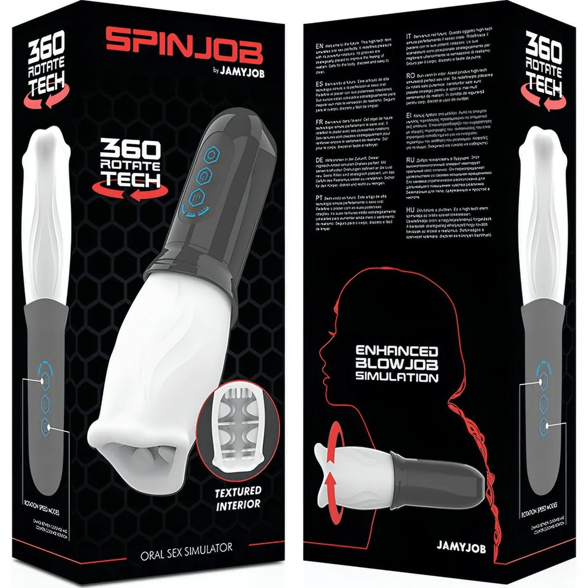 SpinJob Masturbatore Elettrico con Rotazione a 360° per simulare rapporto orale - Texture Interna Stimolante