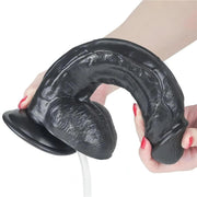 Dildo nero realistico in PVC con ventosa e pompa per spruzzo