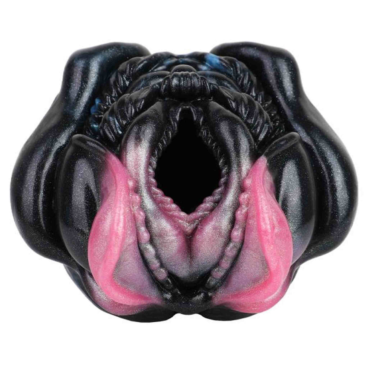 Dettaglio primo piano bocca aperta toy masturbazione silicone labbra rosa texture pelle