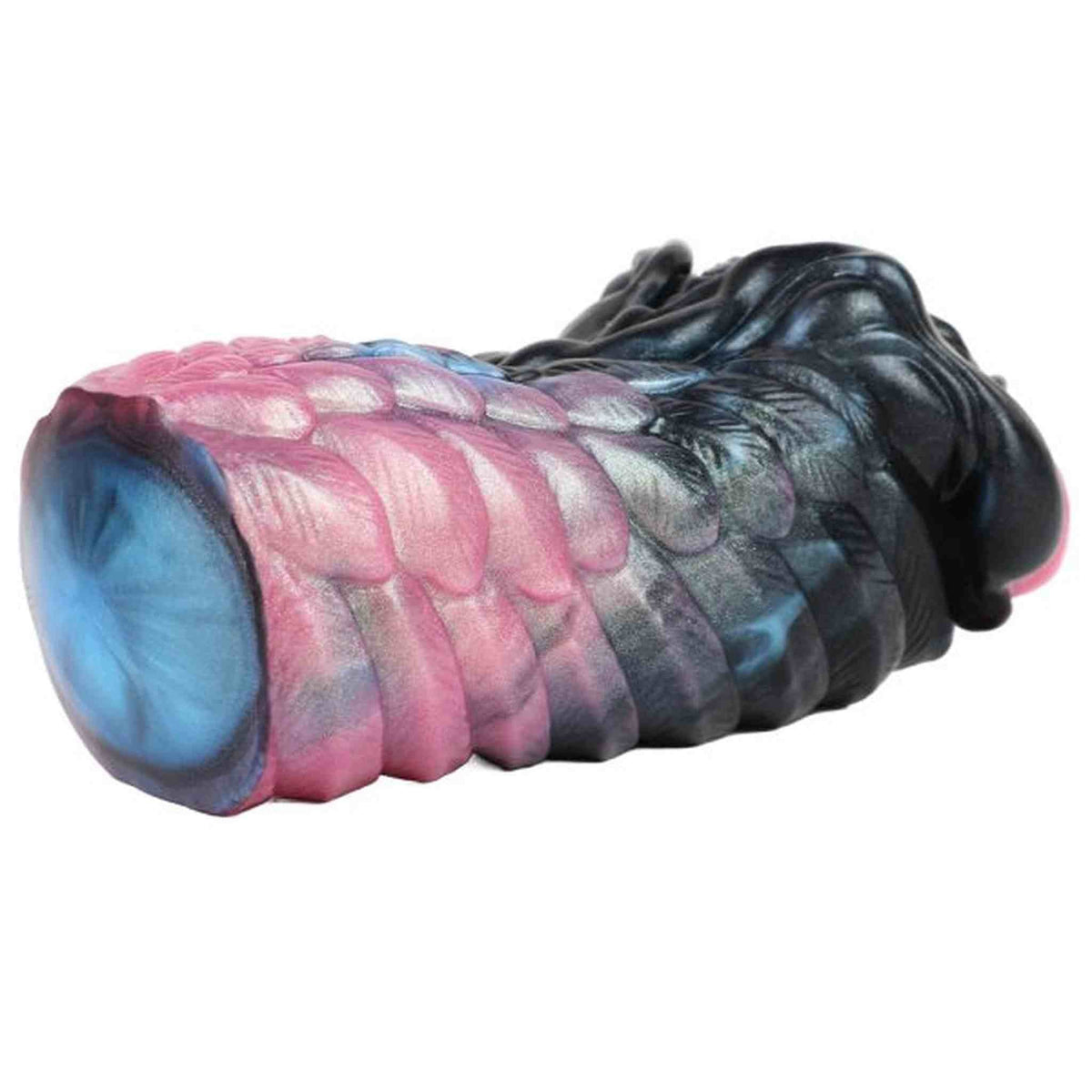 Vista laterale toy masturbazione gradiente blu rosa nero superficie liscia lucida