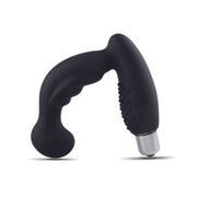 Vista posteriore giocattolo anale nero in silicone con design curvo