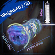 Dimensioni dildo mucca strana silicone liquido 25 cm lunghezza con siringa da 100 ml per scala