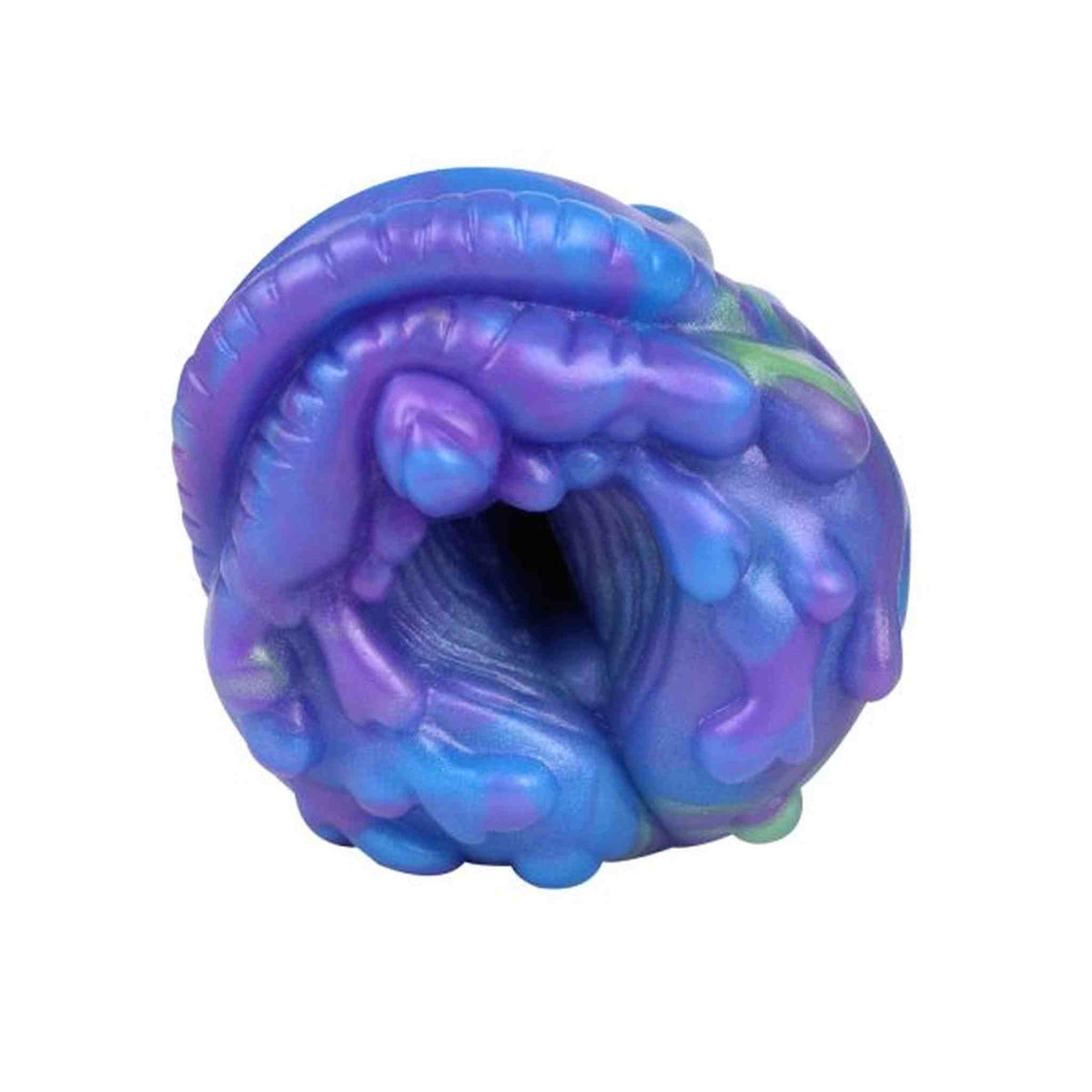 Dettaglio interno cavo dildo mucca strana pareti ondulate anello centrale silicone liquido marmo