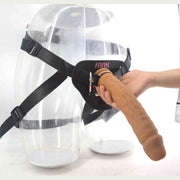 Dildo Strapons 24cm marrone realistico con base trasparente e cinghie