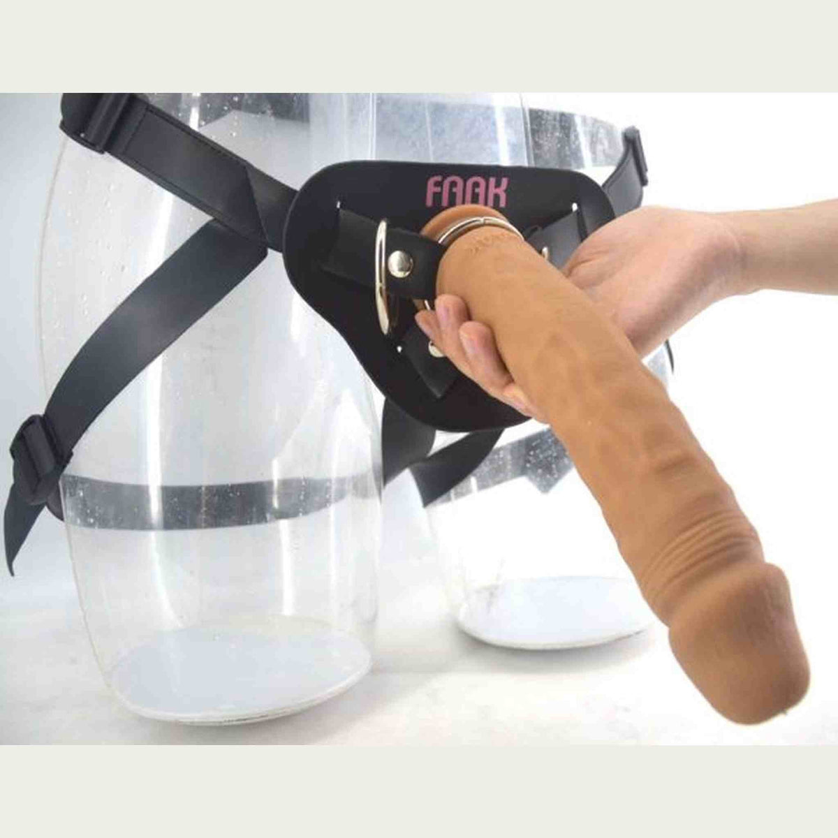Inserimento dildo Strapons 24cm marrone in supporto nero regolabile