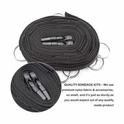 Striscia nylon nero con 5 anelli e fibbie regolabili per cavigliere o polsiere