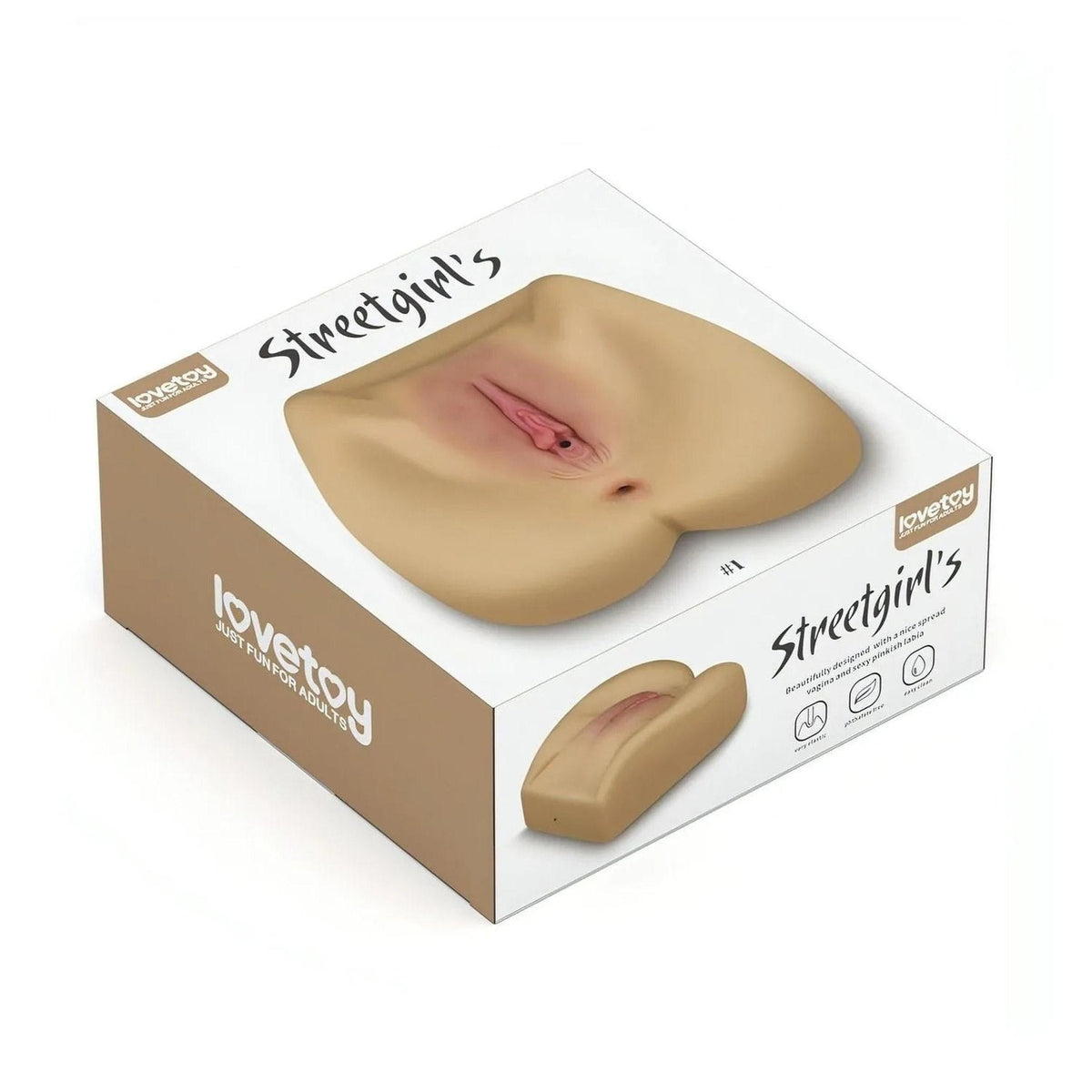 Confezione Streetgirl's No.1 masturbatore adulto rosa carne con logo Lovetoy e icone morbidezza