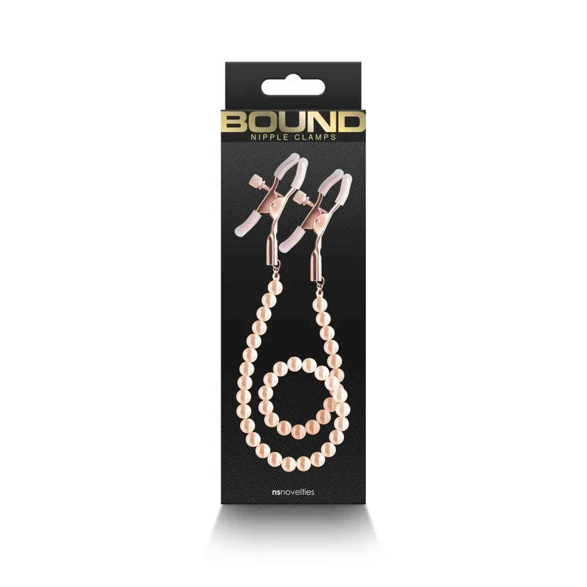 Stringicapezzoli bianchi con catena di perline bronzee