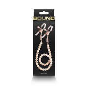 Stringicapezzoli bianchi con catena di perline bronzee