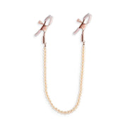 Stringicapezzoli bianchi con catena di perline bronzee