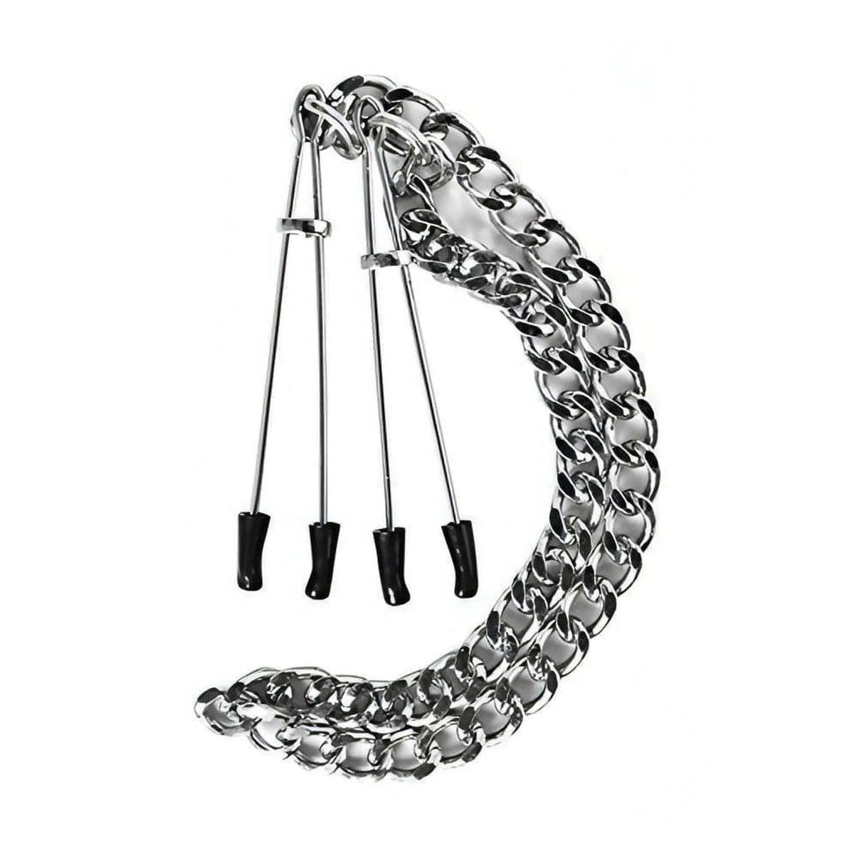 Pinze per capezzoli modello giapponese con catena media 45.7 cm e punte in PVC nero