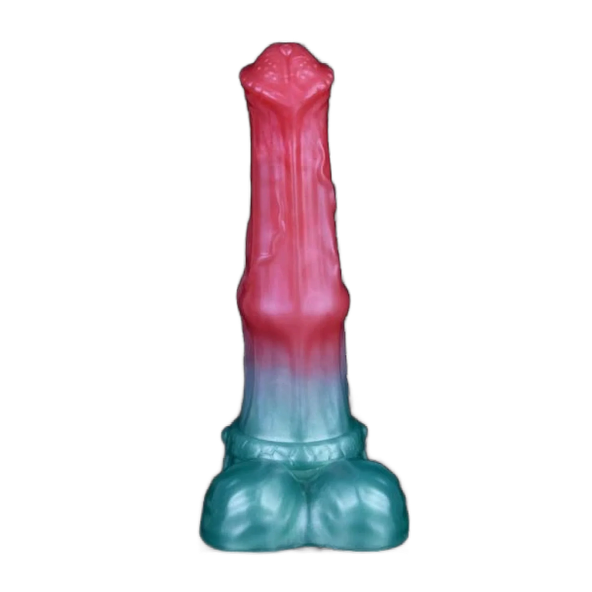 Dildo silicone Lewis gradiente rosa turchese vista frontale