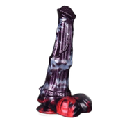 Dildo silicone Lewis drago strisce vista frontale inclinata