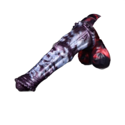 Dildo silicone Lewis drago strisce viola blu rosso vista laterale