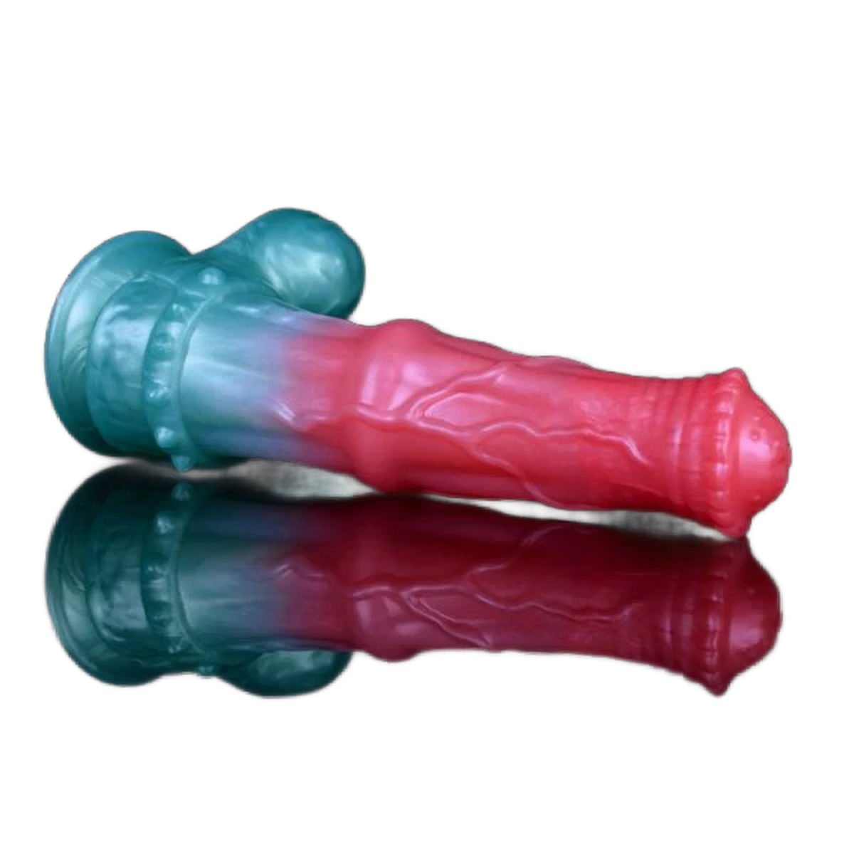 Dildo silicone Lewis gradiente blu verde rosso riflesso superficie