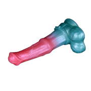Dildo silicone Lewis gradiente rosa turchese vista laterale