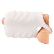 Stroker Vibrante in silicone bianco morbido con superficie ondulata su base pelle