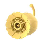 Vista frontale toy clitorideo a forma di fiore in silicone morbido