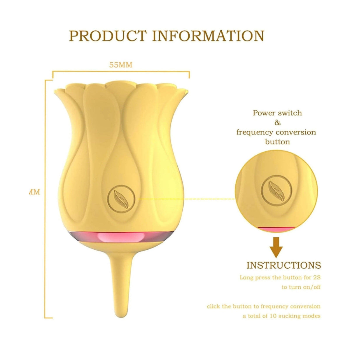 Clitoride stimolatore rosa con pulsanti frequenza e dimensioni 14 cm
