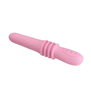 Angolazione diagonale vibratore rosa silicone con sezione a anelli concentrici