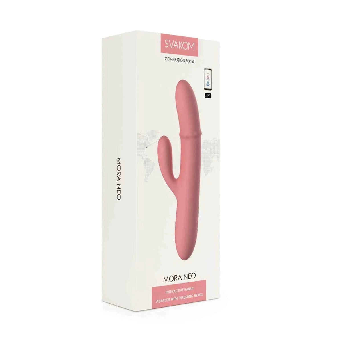 Scatola prodotto vibratore rabbit interattivo Svakom Mora Neo Connexion Series con illustrazione rosa