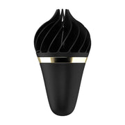 Satisfyer Sweet Treat Spinnator nero con design a spirale e fascia dorata