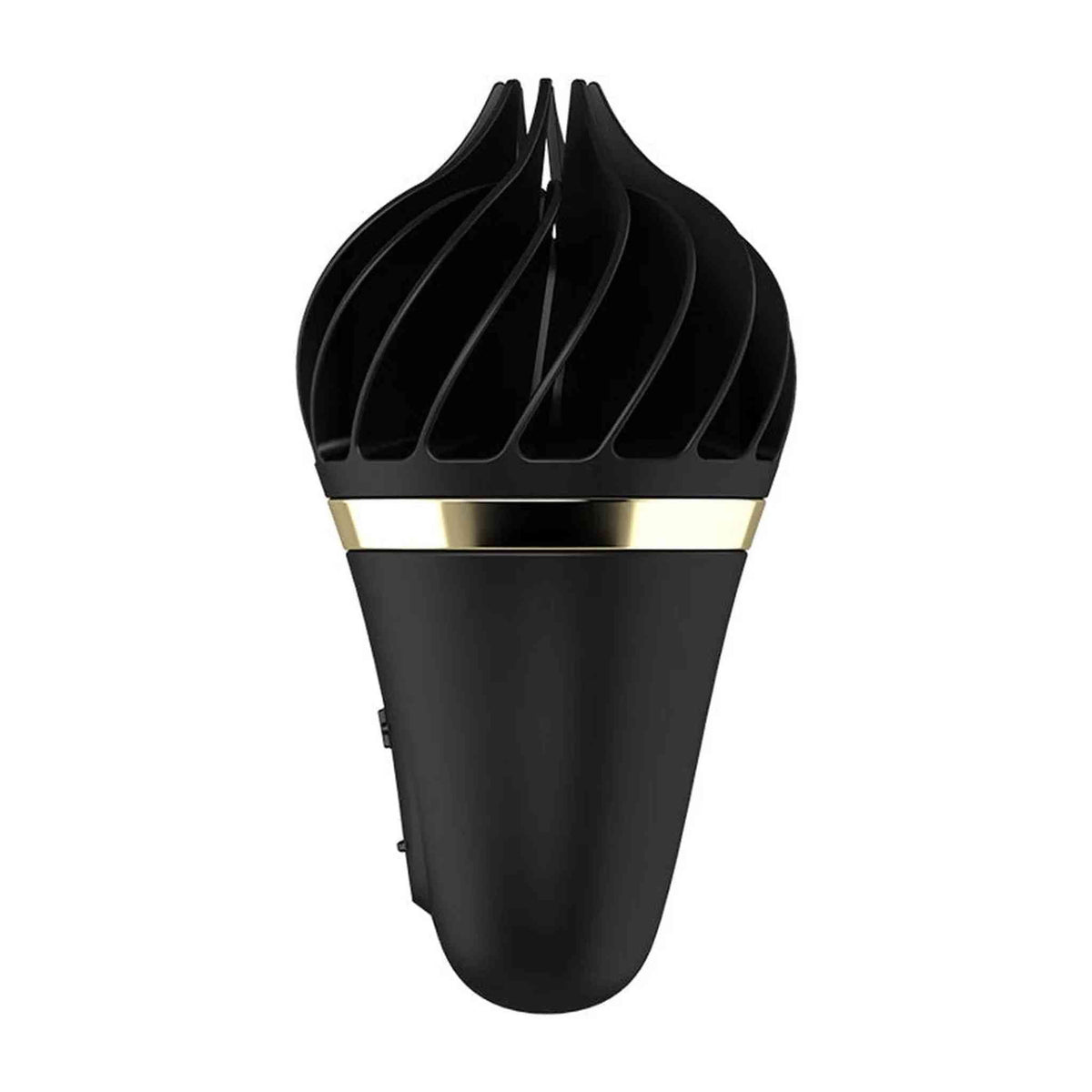 Satisfyer Sweet Treat Spinnator nero con cinque lobi curvi e fascia dorata