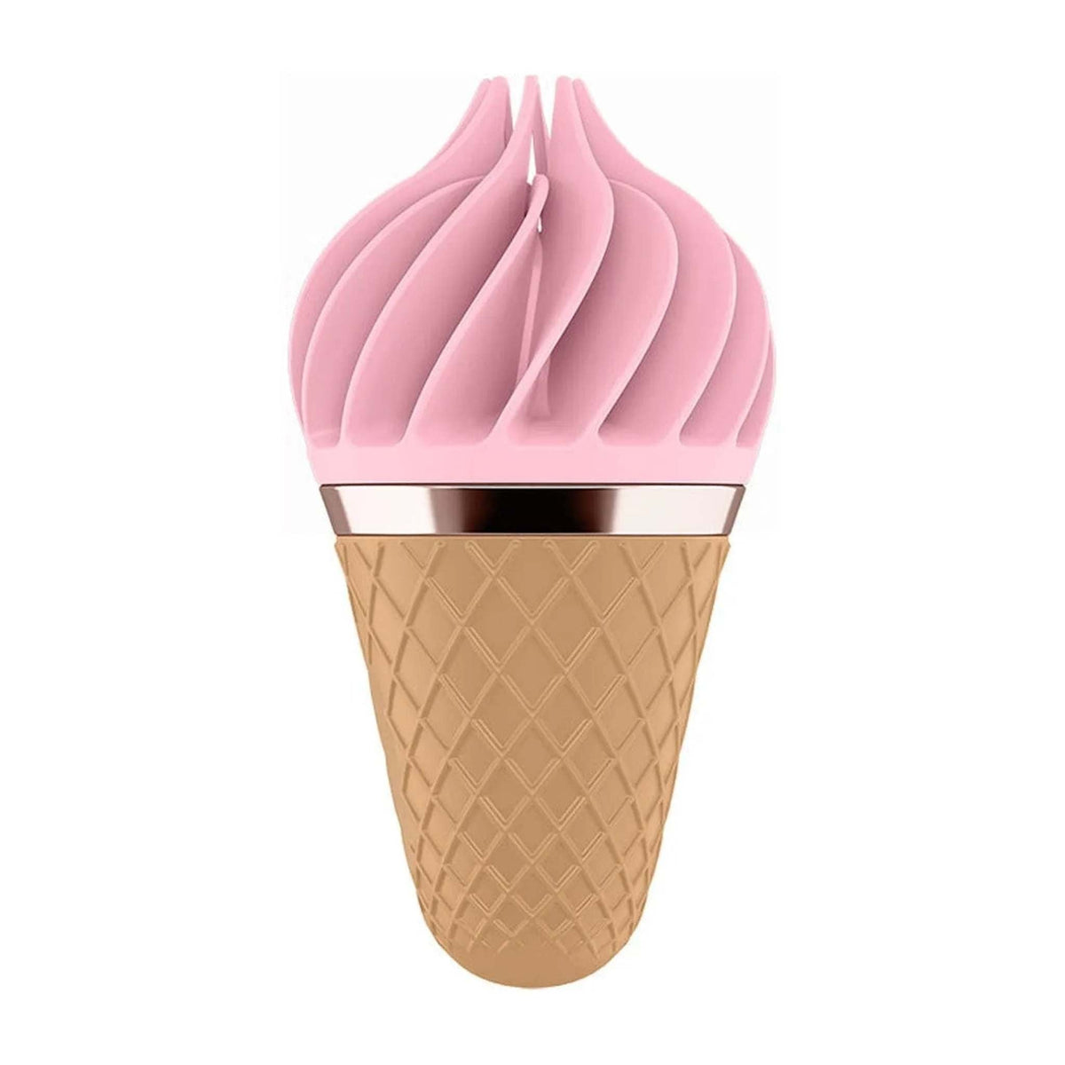 Satisfyer Sweet Treat Spinnator rosa pastello a quattro lobi con anello argento