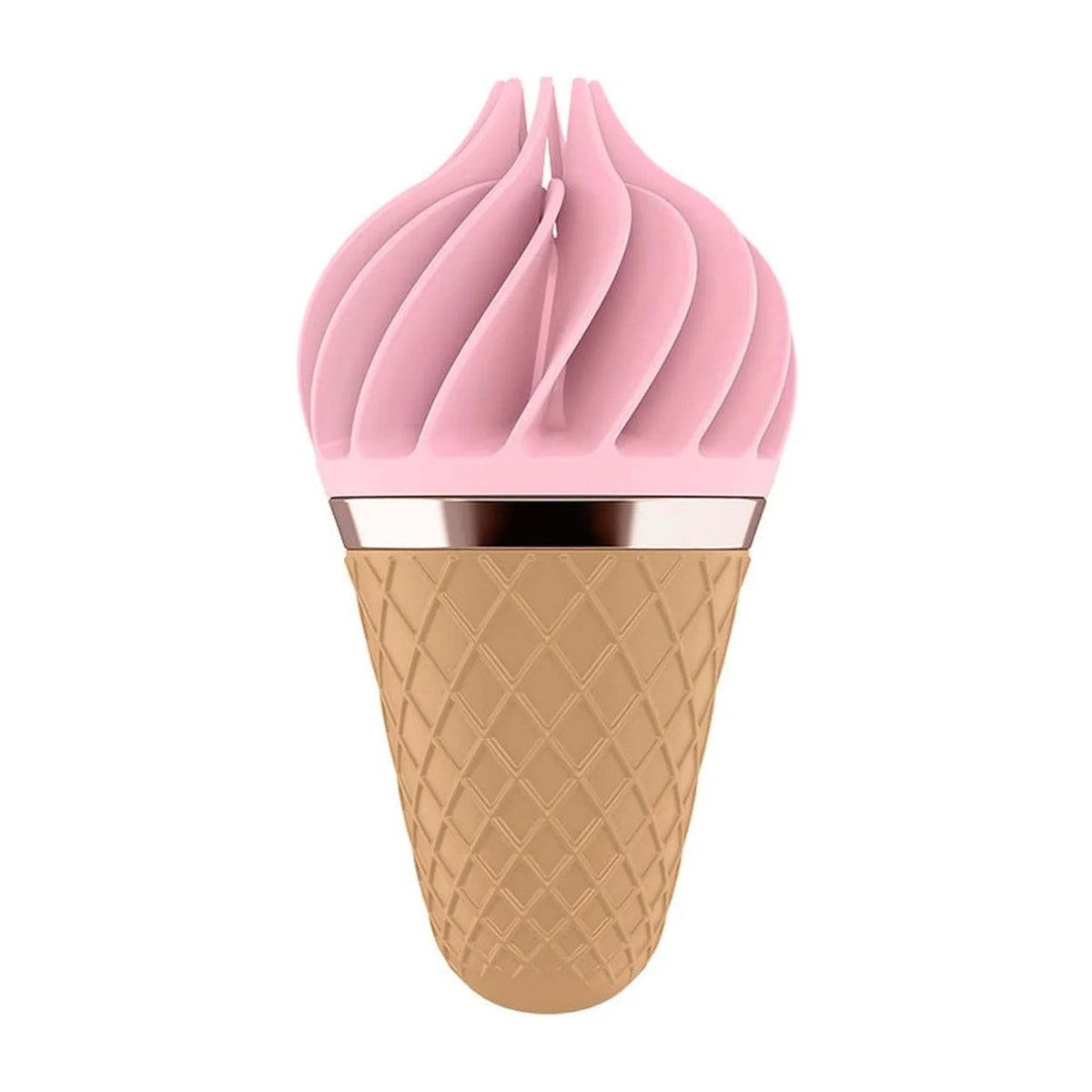 Satisfyer Sweet Treat Spinnator rosa pastello con anello metallico argentato