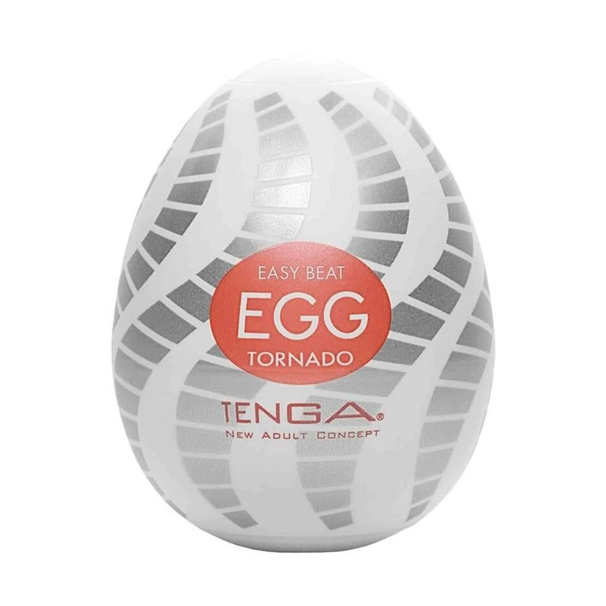 TENGA EGG STUD masturbatore uovo bianco opaco con motivo a strisce grigie e logo arancione