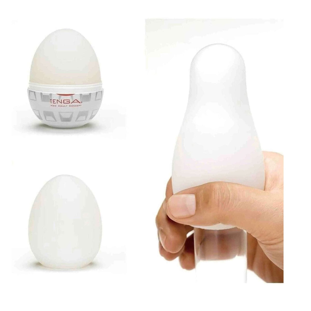 TENGA EGG STUD masturbatore interno morbido traslucido mostrato aperto nella mano