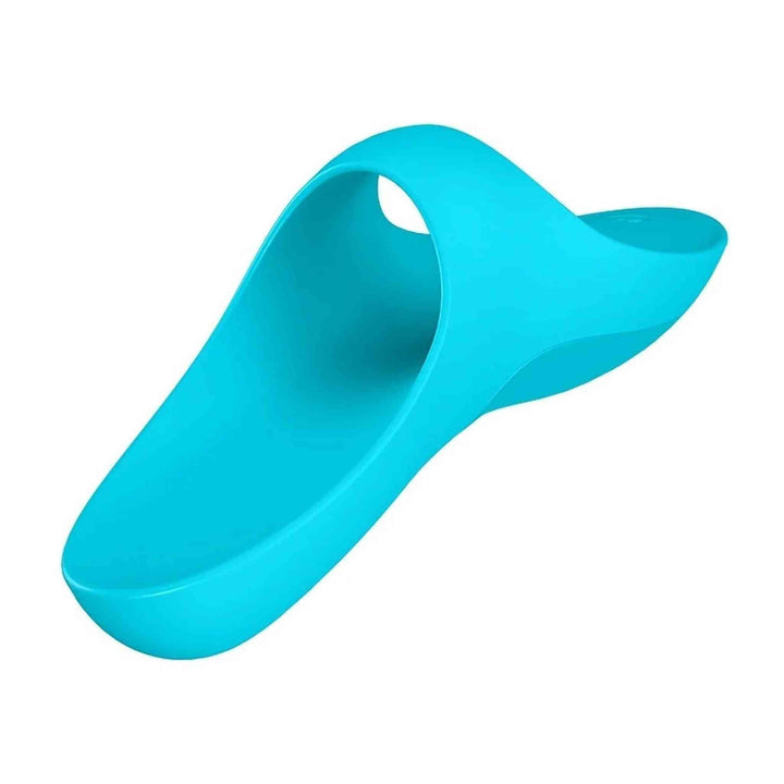 Vibratore per dito Satisfyer Teaser turchese vista angolata con finitura opaca