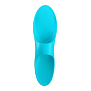 Vibratore per dito Satisfyer Teaser turchese vista dall'alto con apertura a U