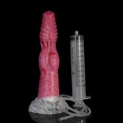 Dildo fenrir silicone rosa venature rosse con tubo flessibile