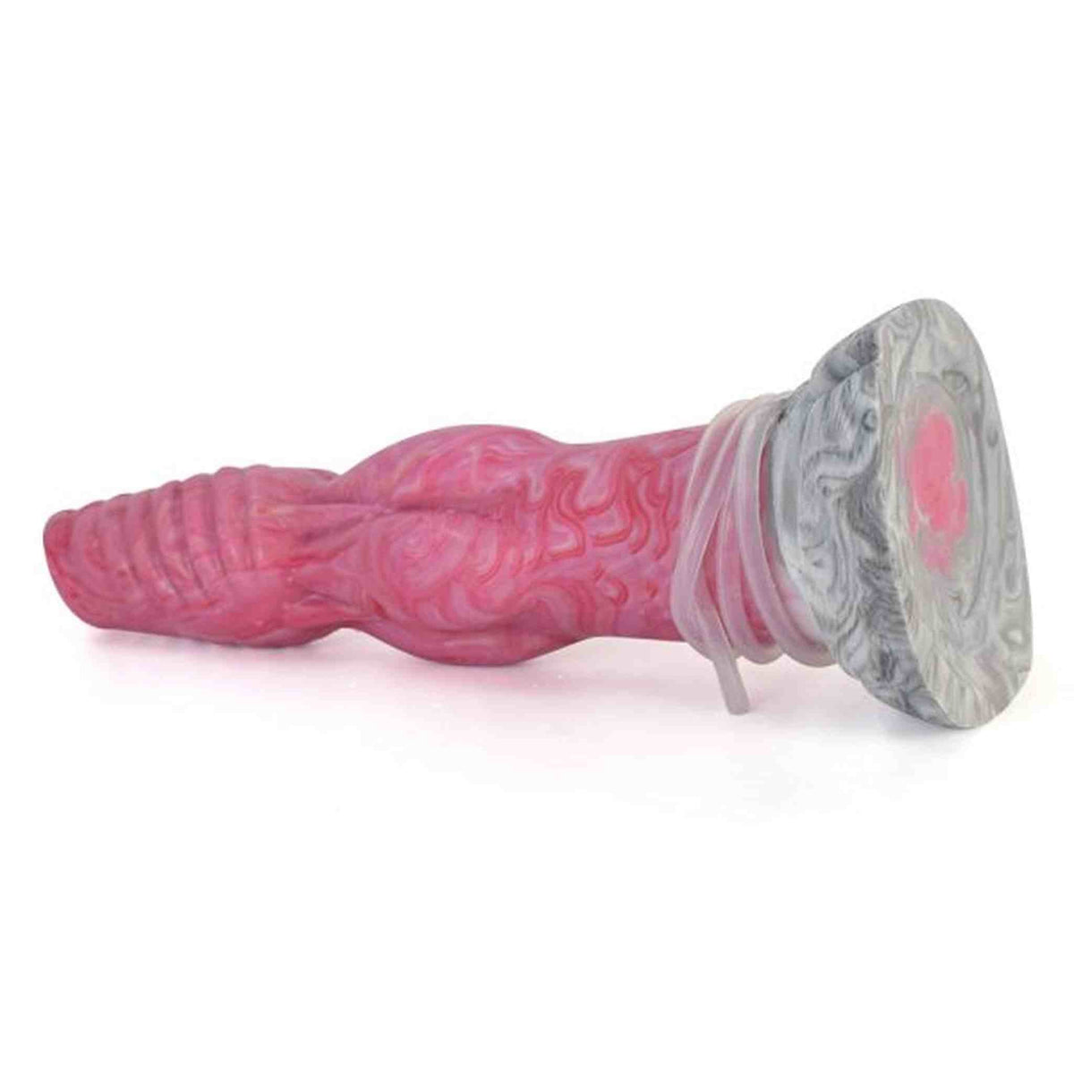 Vista laterale dildo fenrir silicone rosa texture anatomica