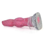Vista laterale dildo fenrir silicone rosa texture anatomica