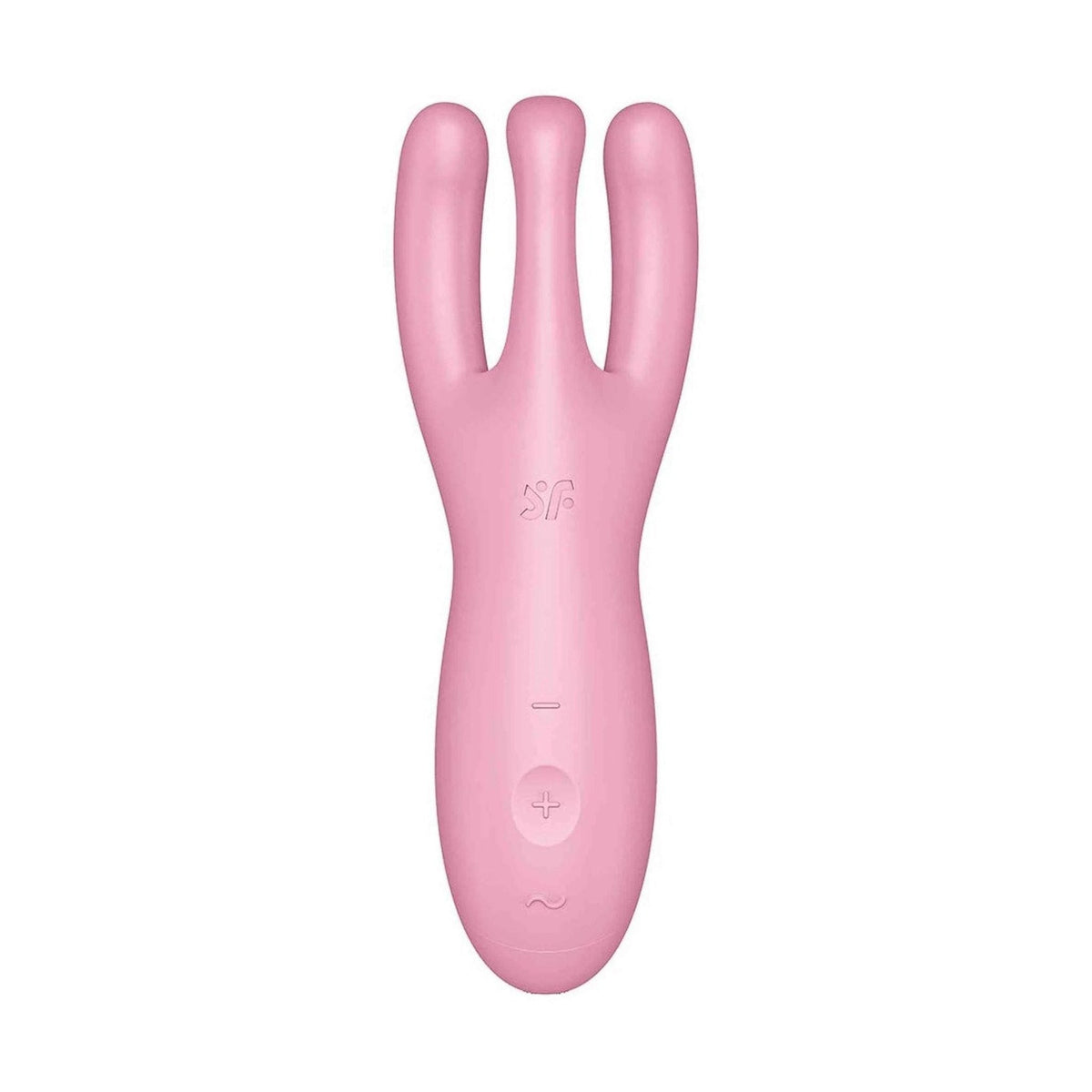 Vibratore rosa Satisfyer Threesome 4 in silicone con tre punte ergonomiche
