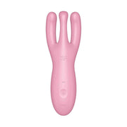 Vibratore rosa Satisfyer Threesome 4 in silicone con tre punte ergonomiche