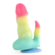 Dildo mostro silicone gradiente colori con base staccata blu chiaro