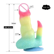 Dildo mostro silicone lucido gradiente con misure centimetri e divieto uso orale