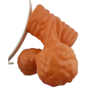 Pene arancioni con scrobi su frontino bianco liscio