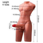 Specifiche dimensioni in pollici per torso uomo realistico senza testa da 8 kg