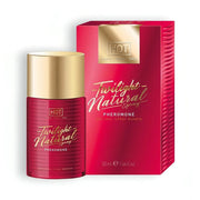 Spray feromoni Twilight Natural donna 50 ml flacone rosso con tappo dorato e scatola rigata